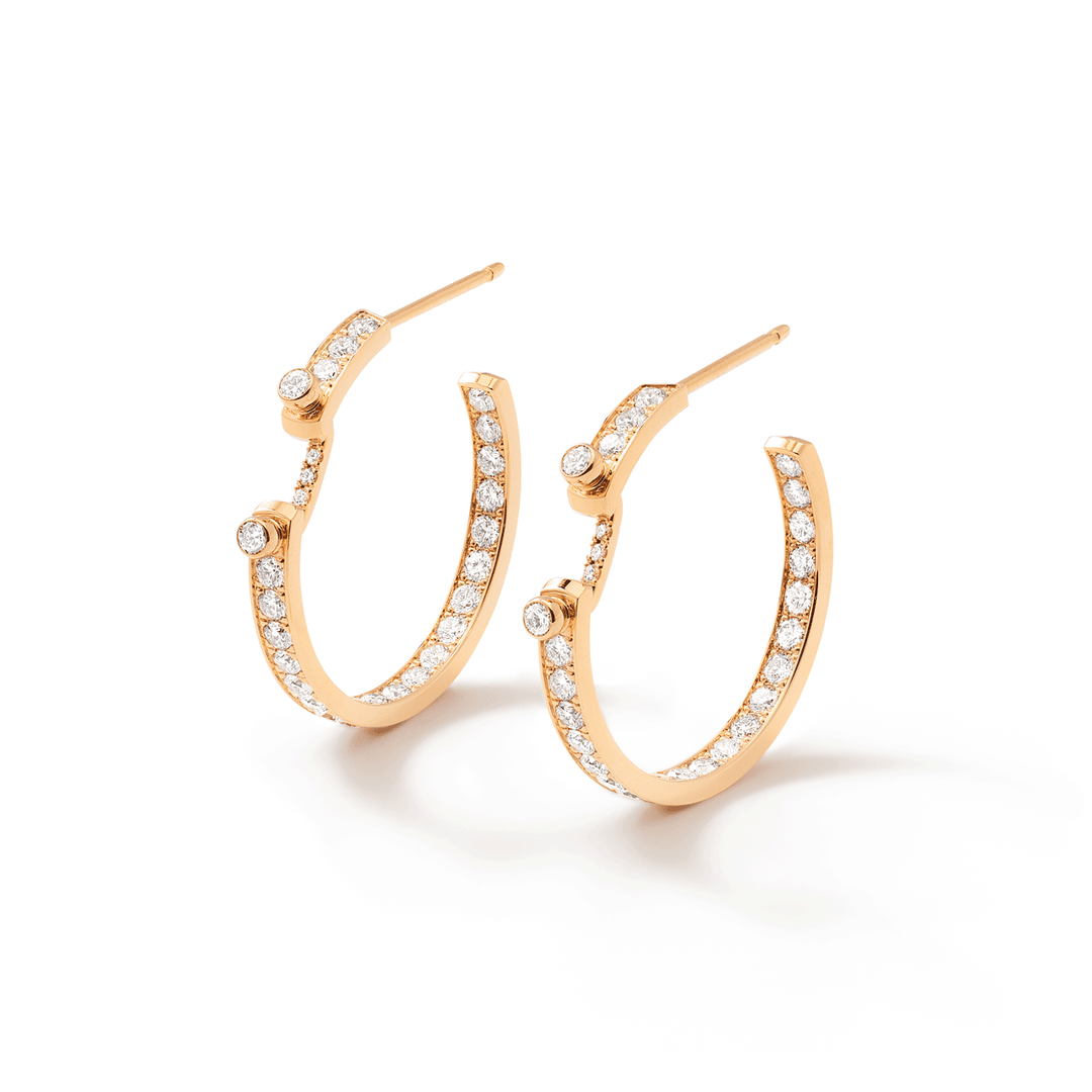 Nouvel Heritage 18k Yellow Gold Eternity Tuxedo Mood Diamond Hoops