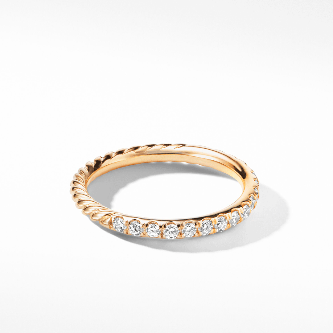 David Yurman Cable Collectibles® Stack Ring 18K Yellow Gold with Diamonds, 2mm