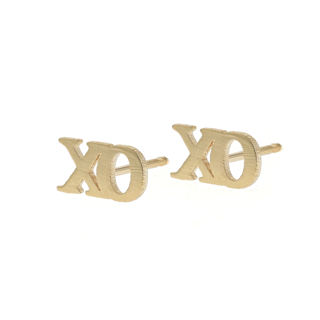 14k Yellow Gold X O Studs