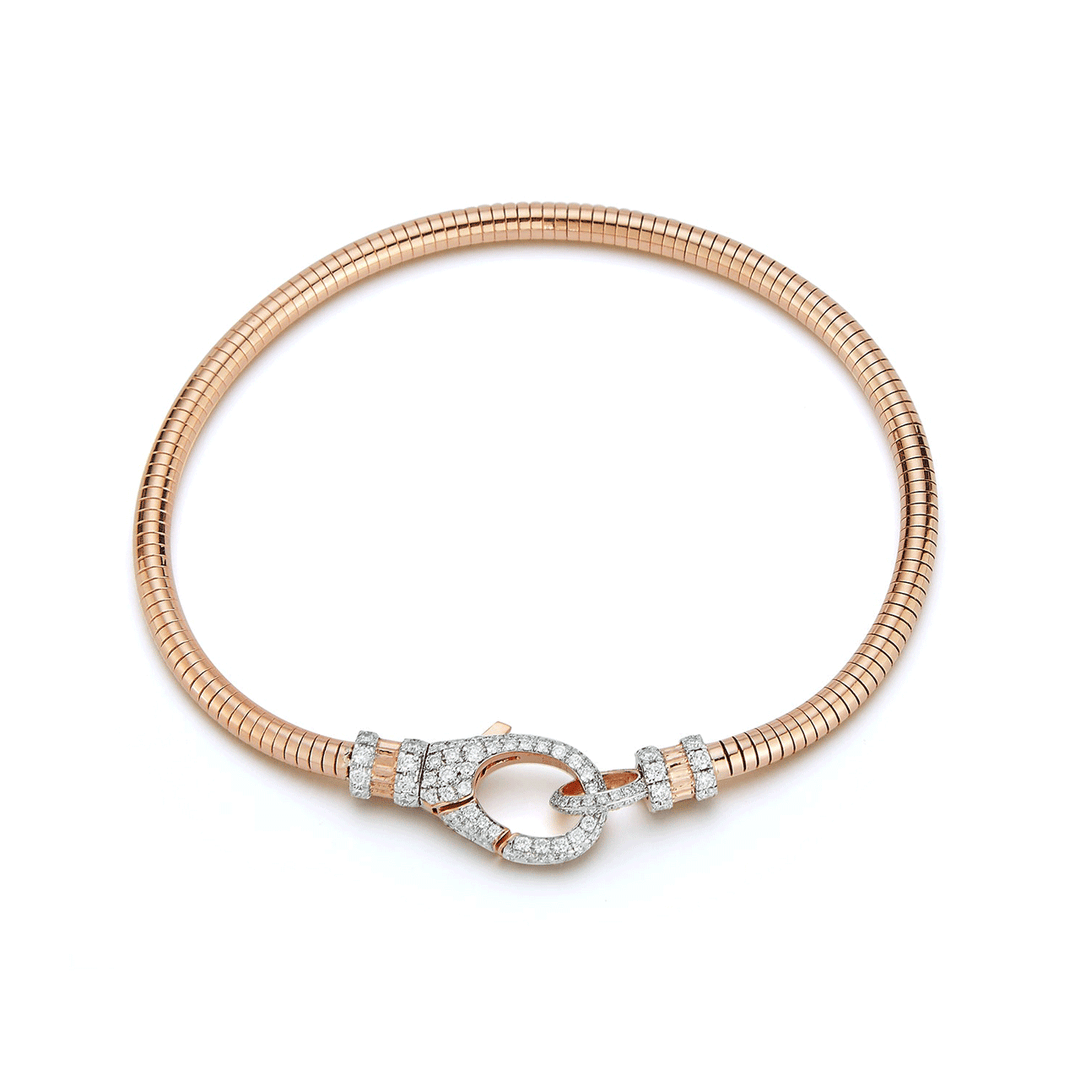 Walters Faith Clive 18k Rose Gold Boa Chain Bracelet with All Diamond Lobster Clasp