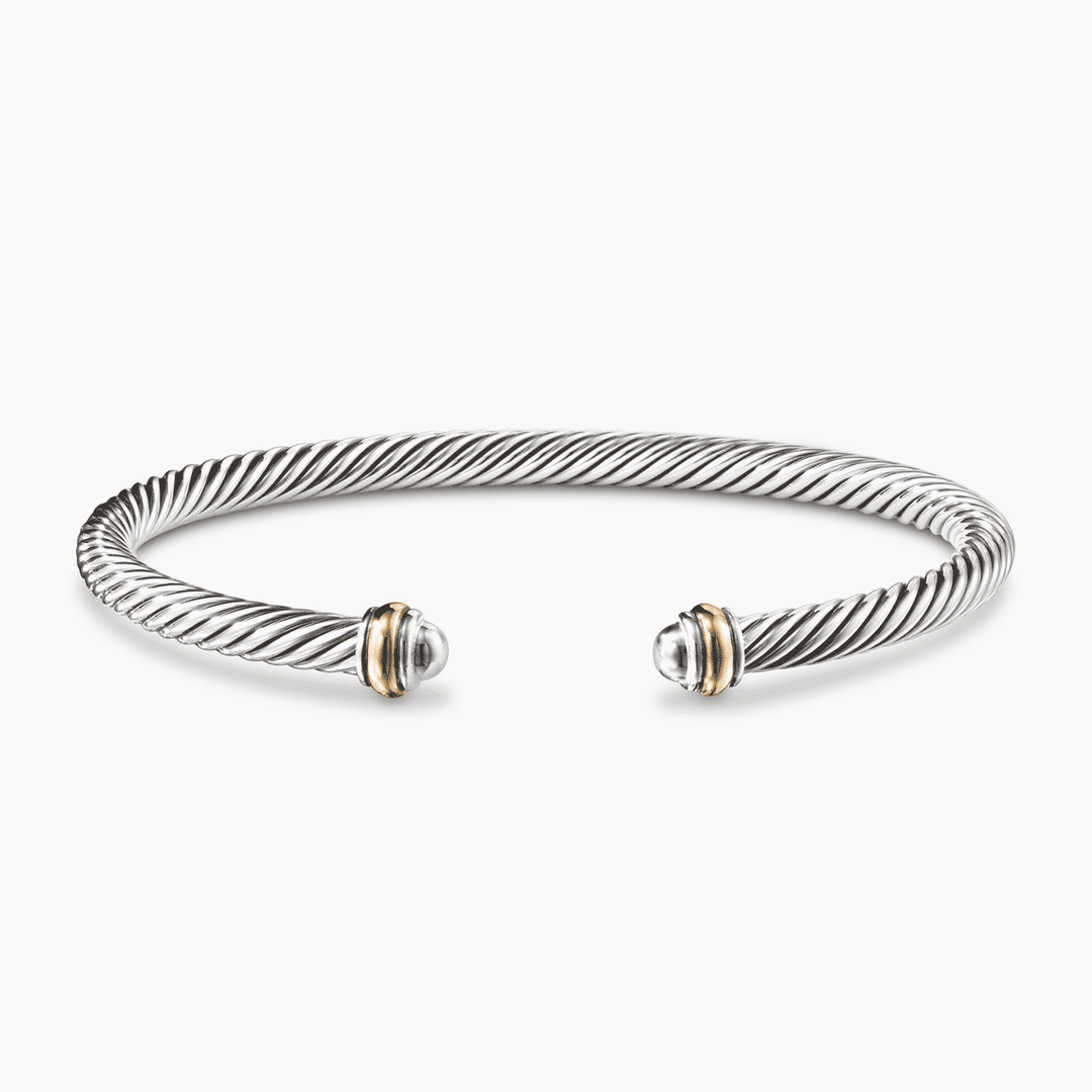 David Yurman Classic Cable Bracelet Sterling Silver with 18k Yellow Gold, 4mm