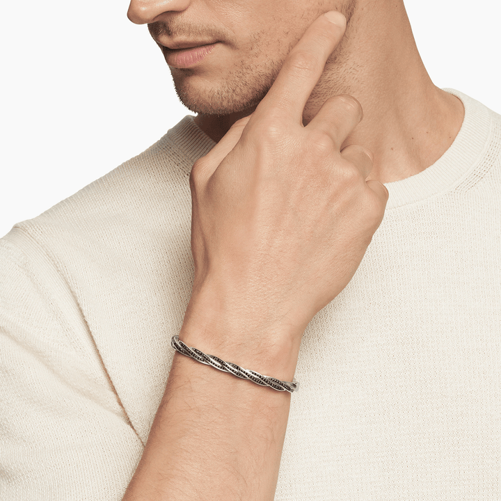 David Yurman Helios Cuff Bracelet in Sterling Silver with Pave Black Diamonds