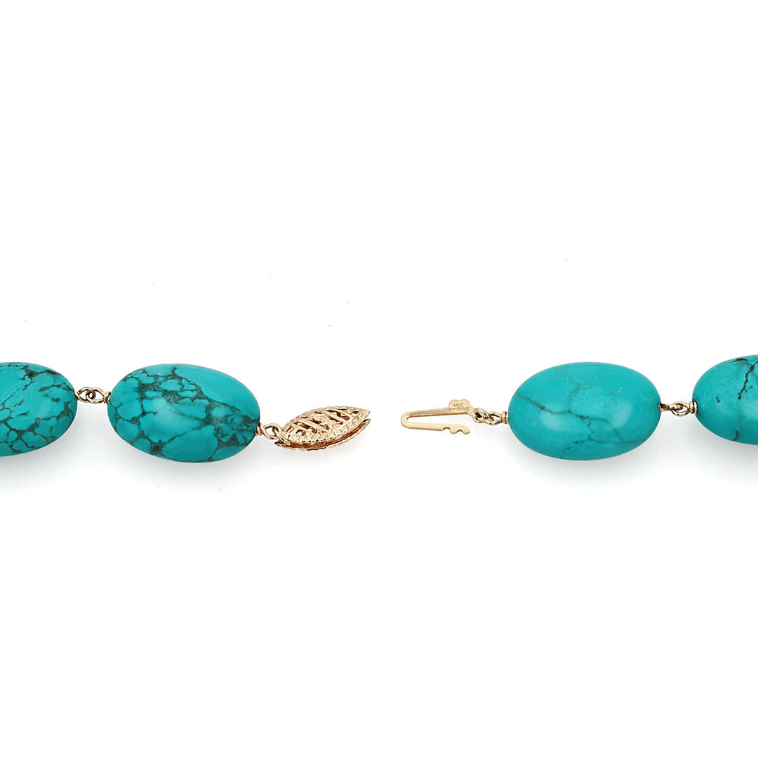14k Yellow Gold and Turquoise 24 Inch Necklace
