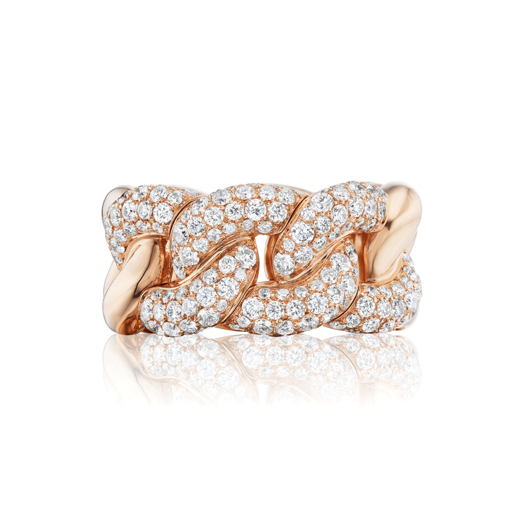18k Rose Gold and Pave Diamond 1.70 Total Weight Link Ring
