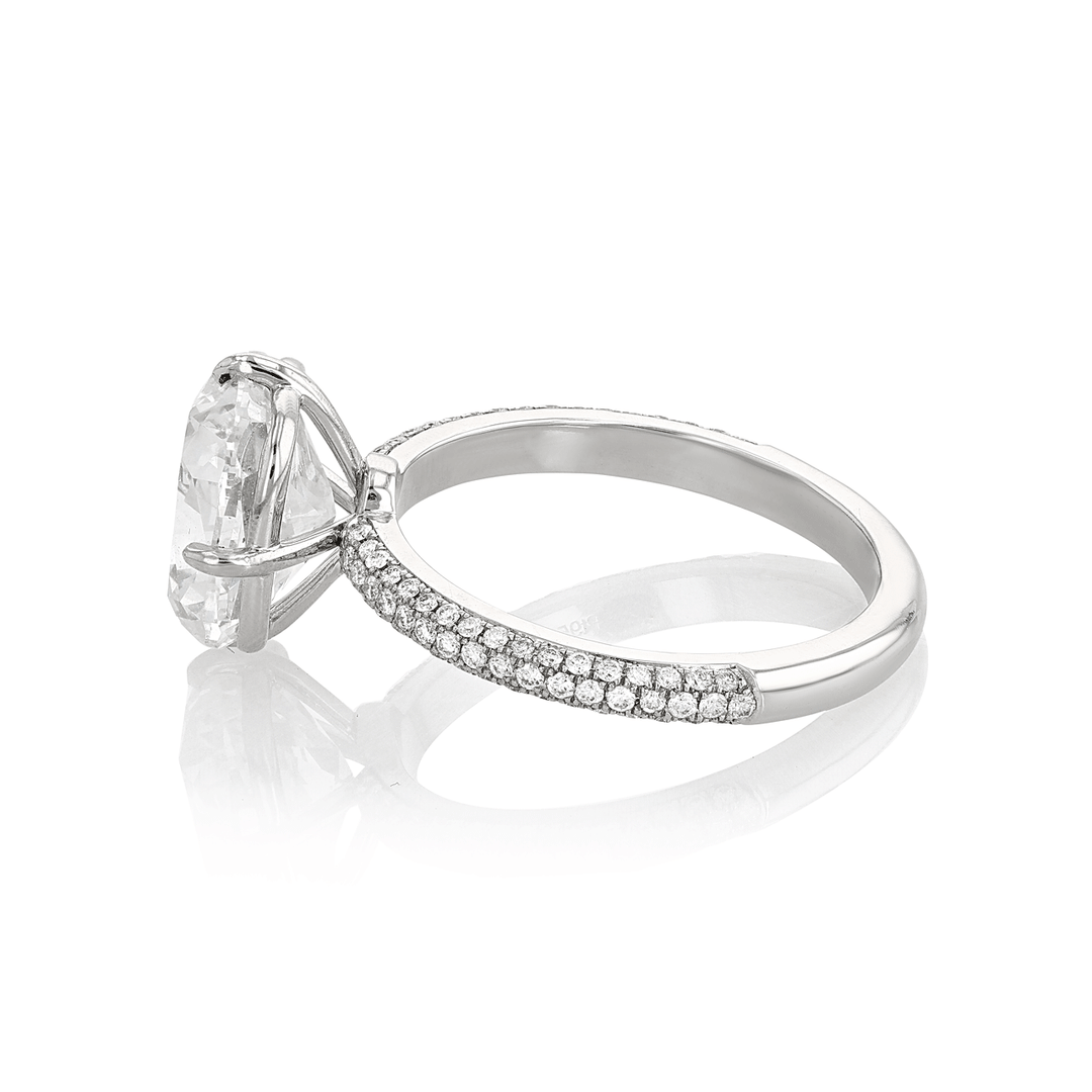 Hamilton Caroline Collection Platinum and Cushion Cut Diamond 4.03 Total Weight Engagement Ring