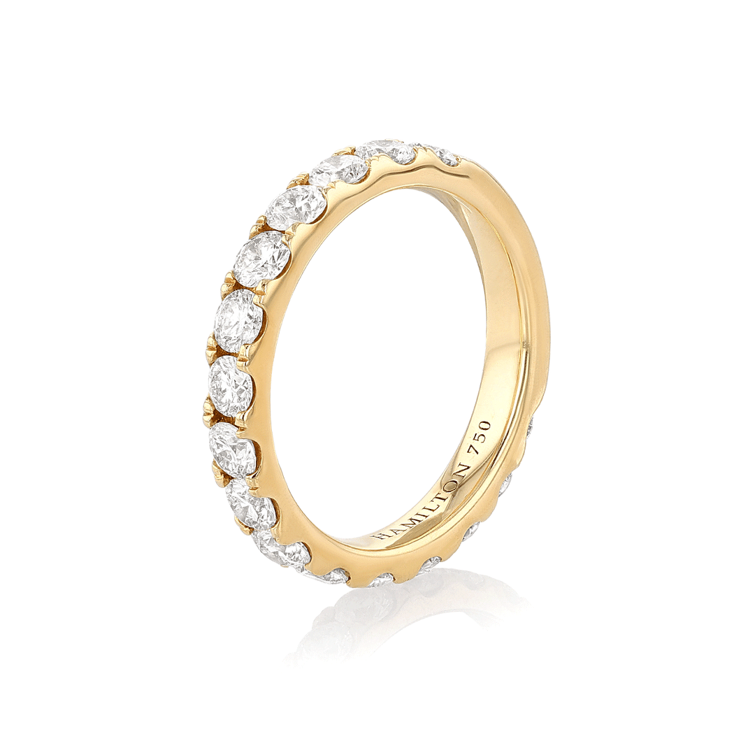Hamilton Lisette Collection 18k Yellow Gold and 1.41 Total Weight Diamond 3/4 Way Around Band