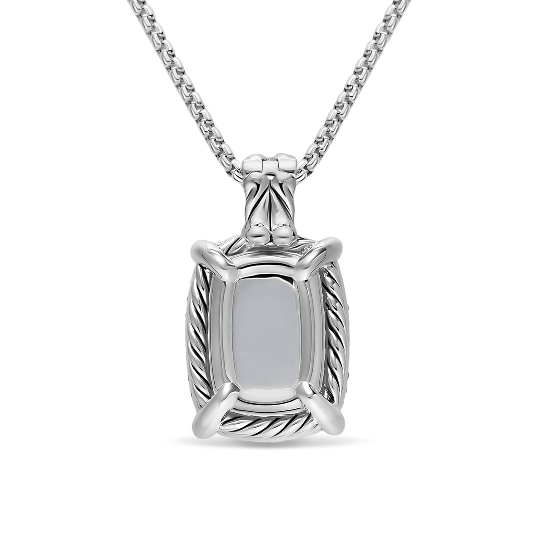 David Yurman Chatelaine Elongated Pendant Necklace Sterling Silver with Diamonds, 19mm
