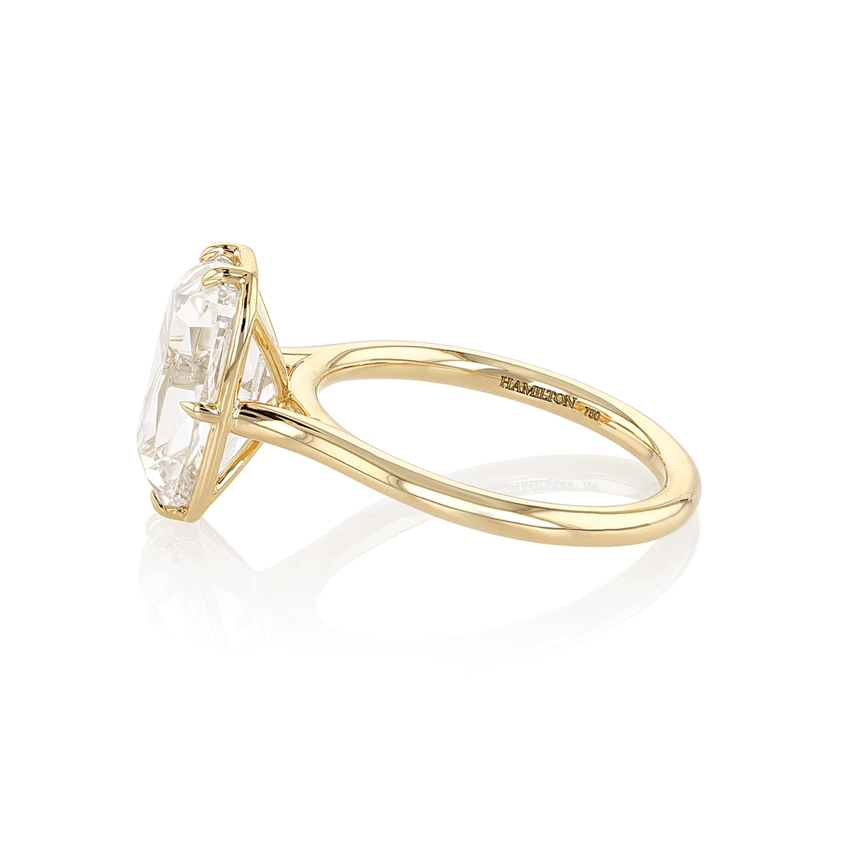 18k Yellow Gold and Old Mine Cut Diamond 4.01 Total Weight Engagement Ring