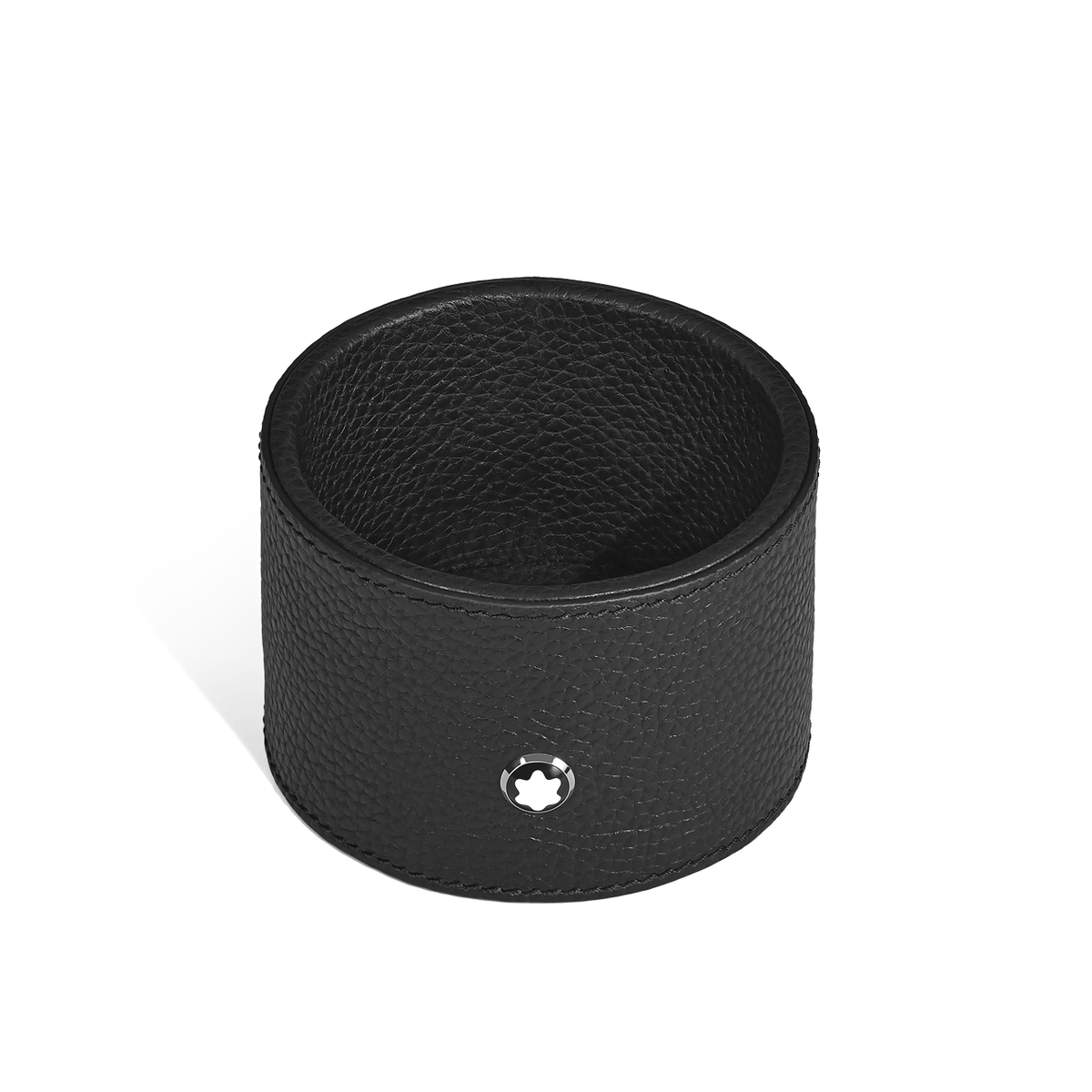 Montblanc Medium Round Desk Tray in Grain Leather Ebony