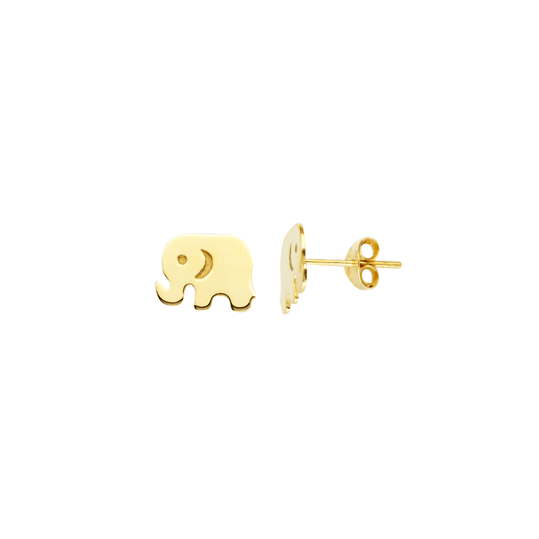 14k Yellow Gold Elephant Stud Earrings