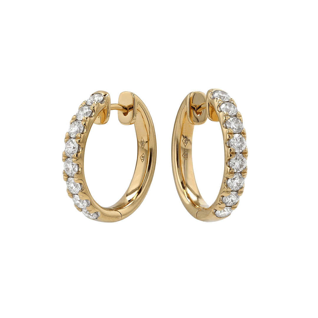 18k Gold 1.32 Total Weight Natural Diamond Hoops
