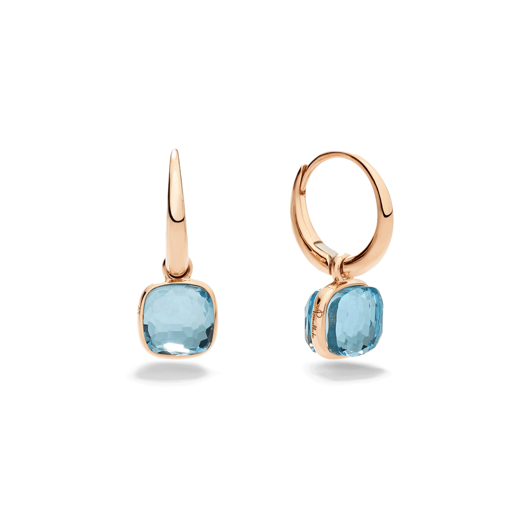 Pomellato Nudo 18k Rose Gold Blue Topaz Mini Earrings