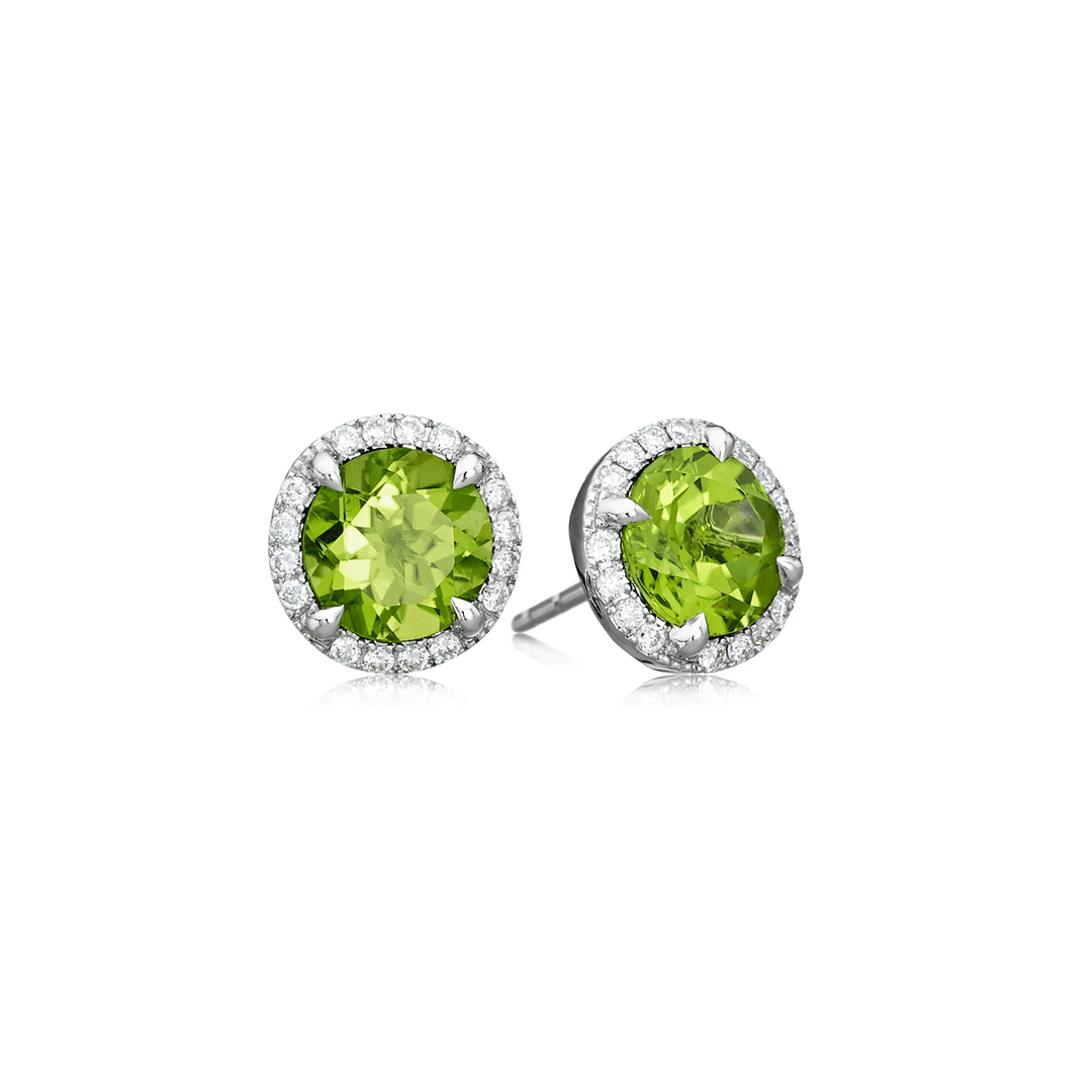 Lisette 18k Gold Peridot 2.77 Total Weight and Diamond Studs