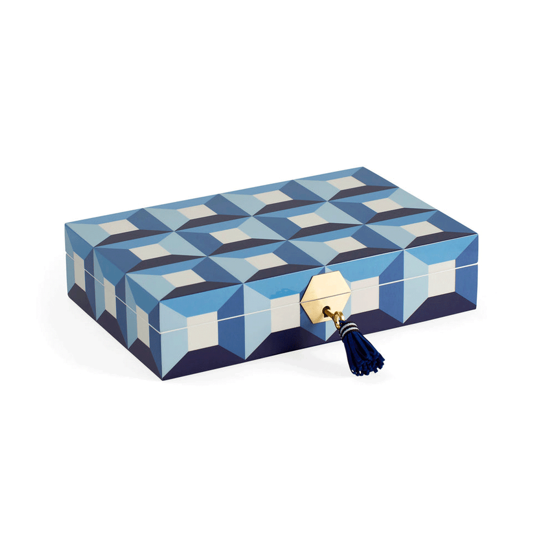 Sorrento Blue Lacquer Jewelry Box