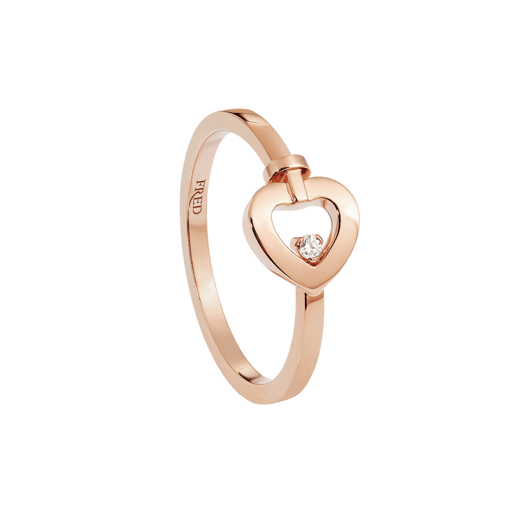 Fred Pretty Woman 18k Rose Gold and Pave Diamond Mini Heart Ring,52 Exclusively at Hamilton Jewelers