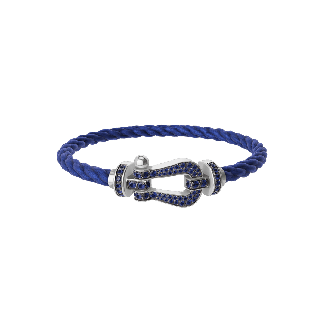 FRED FORCE 10 Indigo Cord with 18k White Gold LG Full Pave Sapphire Buckle, Exclusively at Hamilton Jewelers