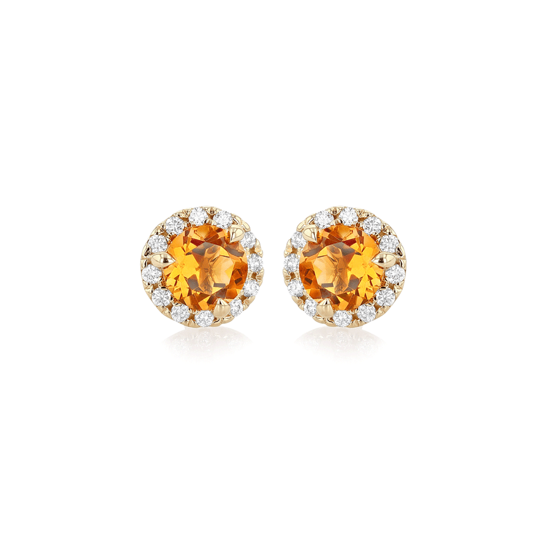 Hamilton Lisette Collection 14k Yellow Gold and 2.00 Total Weight Citrine Diamond Studs