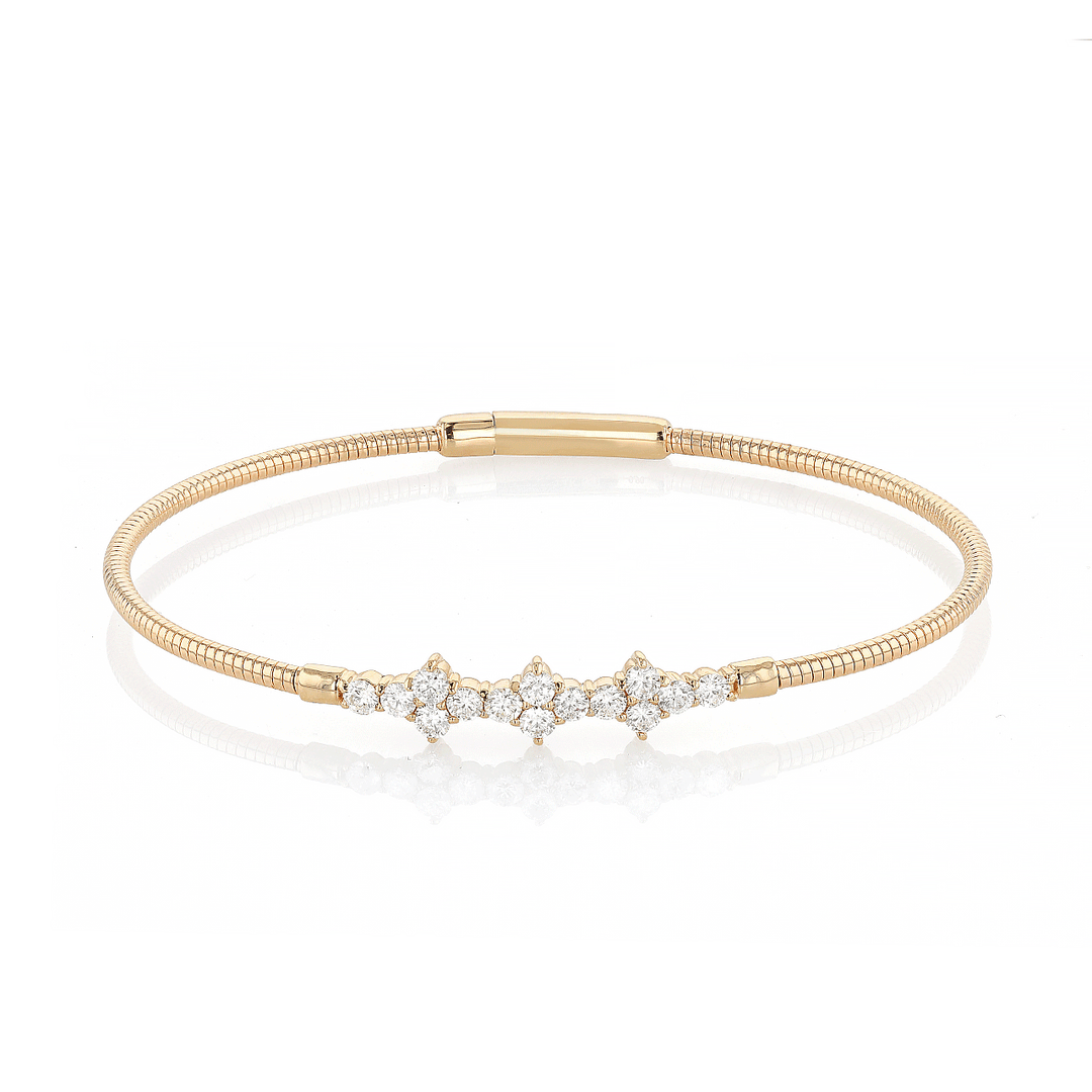 14k Yellow Gold and 0.92 Total Weight Diamond Flex Bracelet