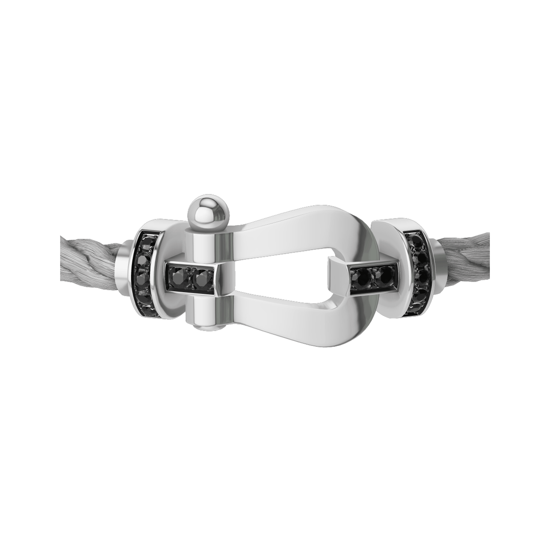 FRED FORCE 10 Steel Cord Cable with 18k White Gold LG Buckle Half Black Diamond, Exclusively at Hamilton Jewelers