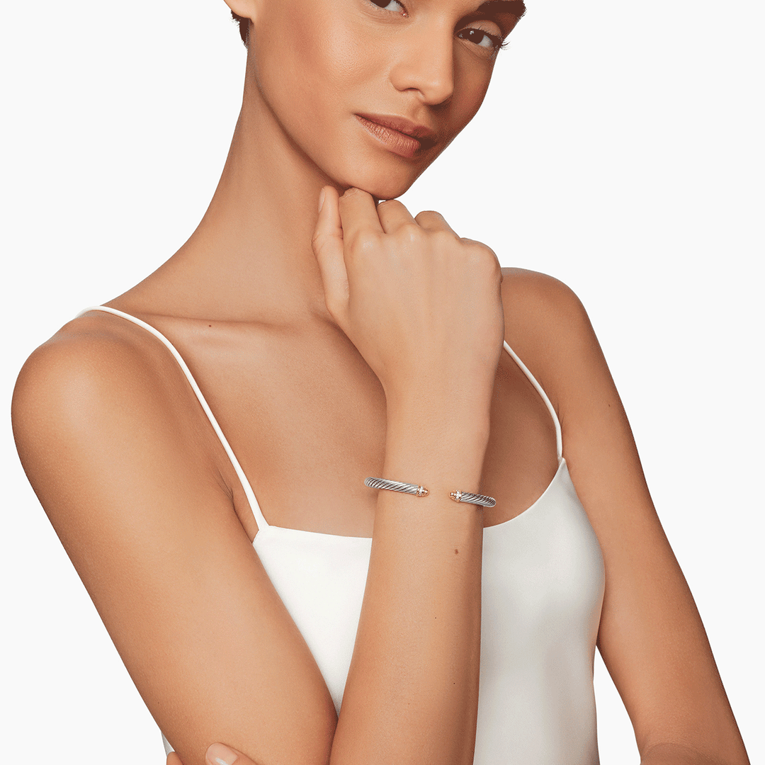 David Yurman Cable Classics Bracelet with 18k Yellow Gold and Pavé Diamonds