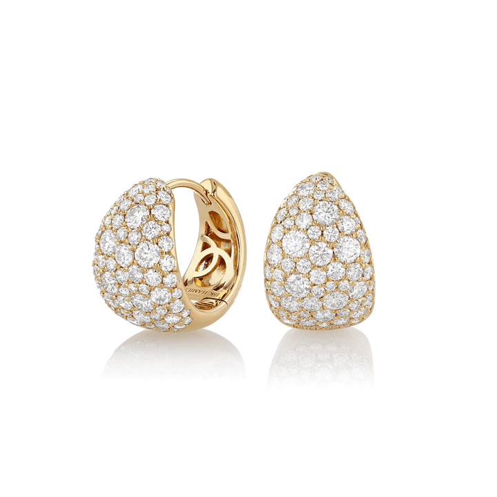 Luminous 18k Yellow Gold and Diamond 2.19 Total Weight Huggie Earrings