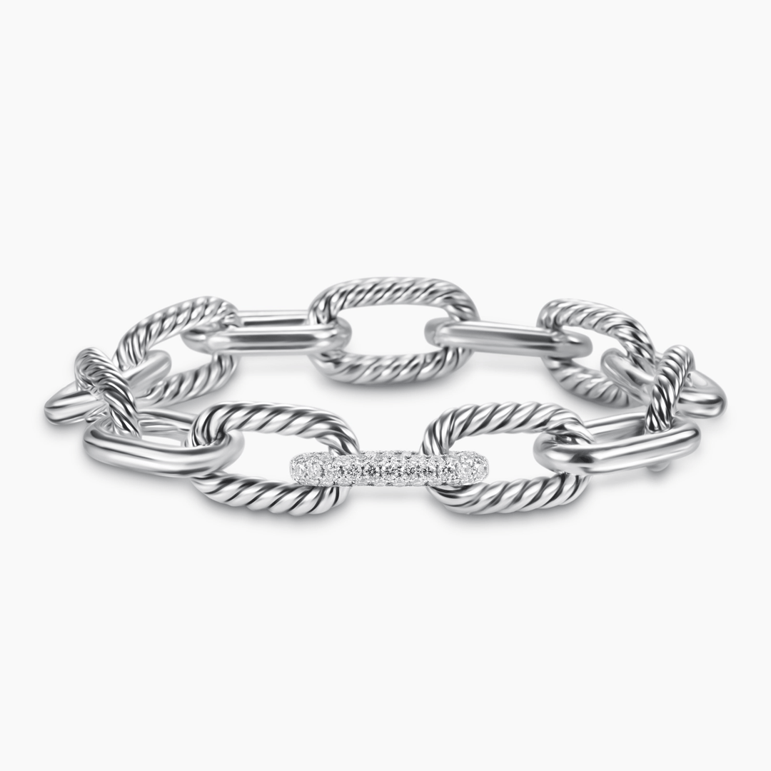 David Yurman Madison Chain Bracelet Sterling Silver with Diamonds, 11mm