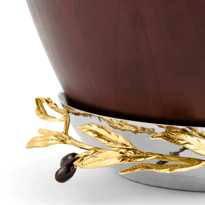 Michael Aram Olive Branch Gold Wood Bowl