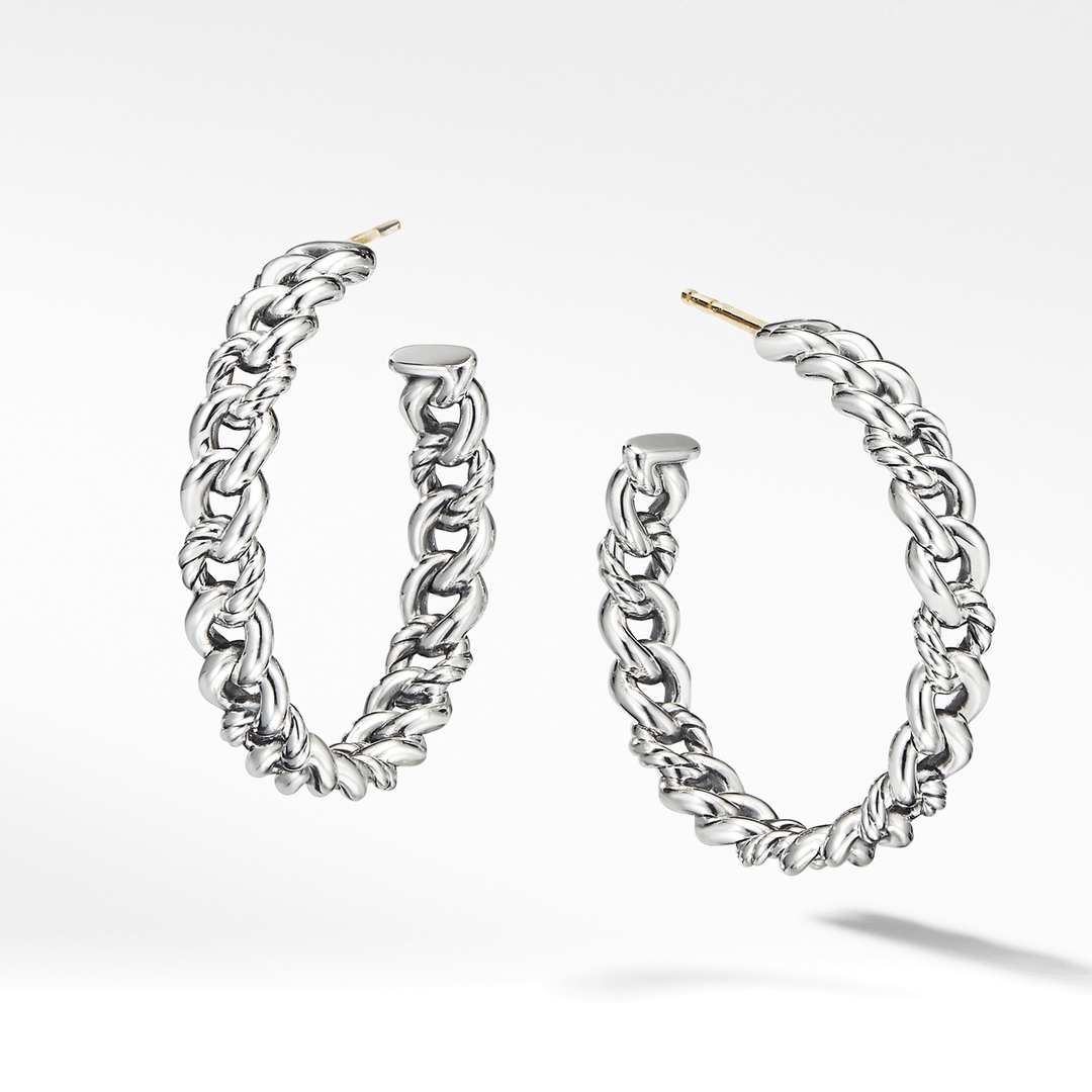 David Yurman Belmont Curb Link Medium Hoop Earrings