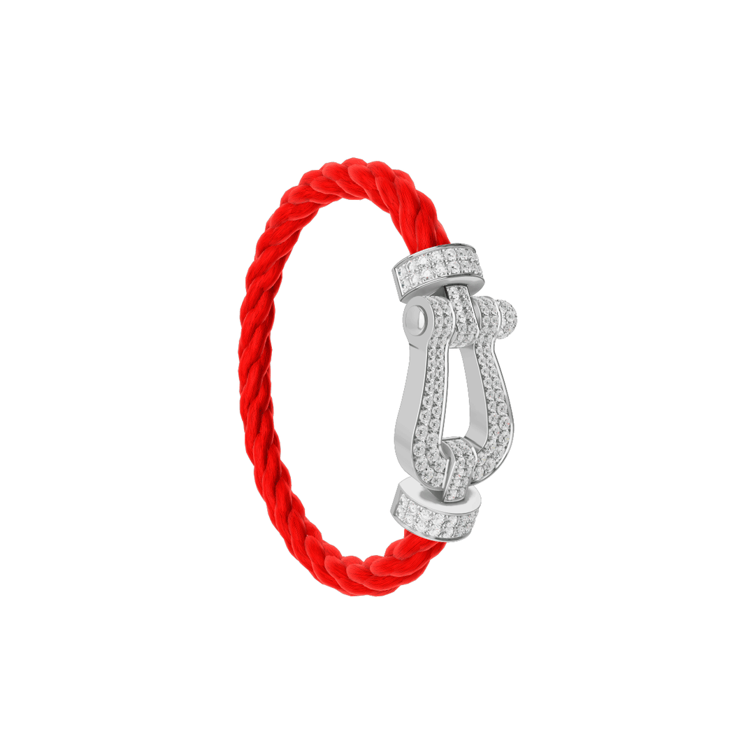 FRED Force 10 Red Cable with 18k White Gold Extra LG Full Pave Diamond Buckle, Exclusively at Hamilton Jewelers