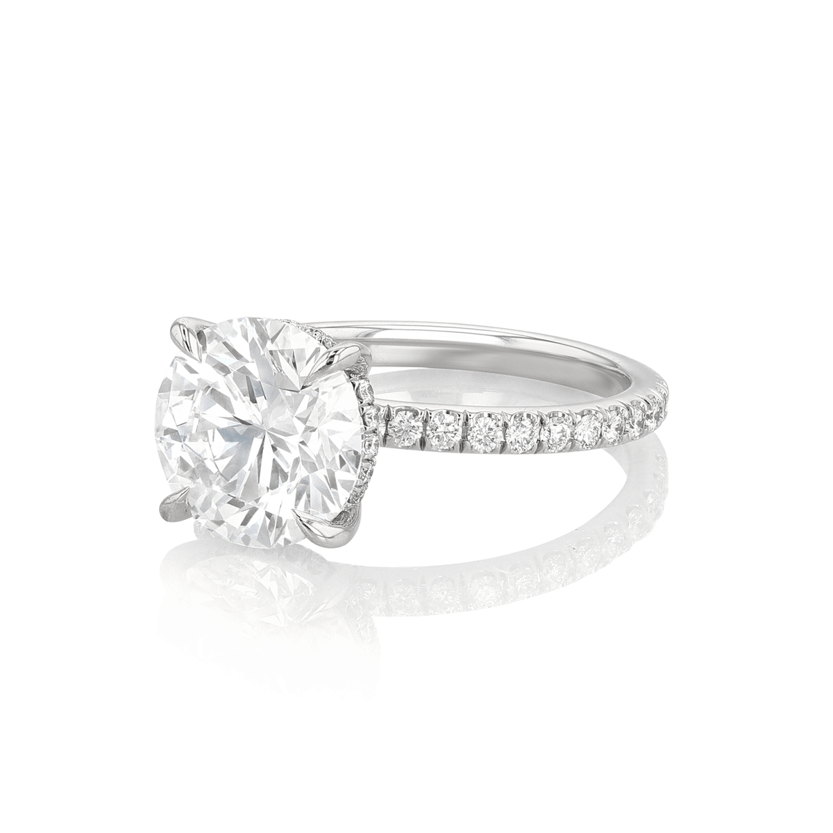 Hamilton Silhouette Collection 18k White Gold and 3.51 Total Weight Diamond Engagement Ring