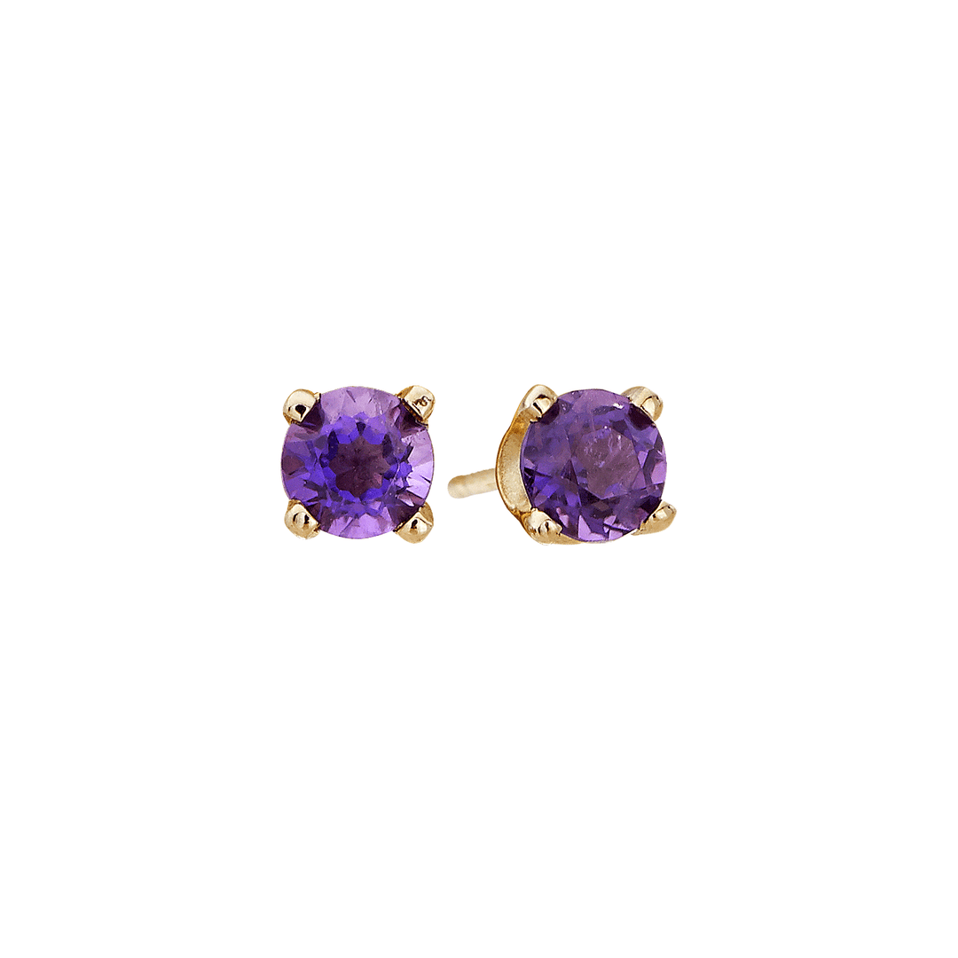 14k 3mm Amethyst Birthstone February Stud Earrings