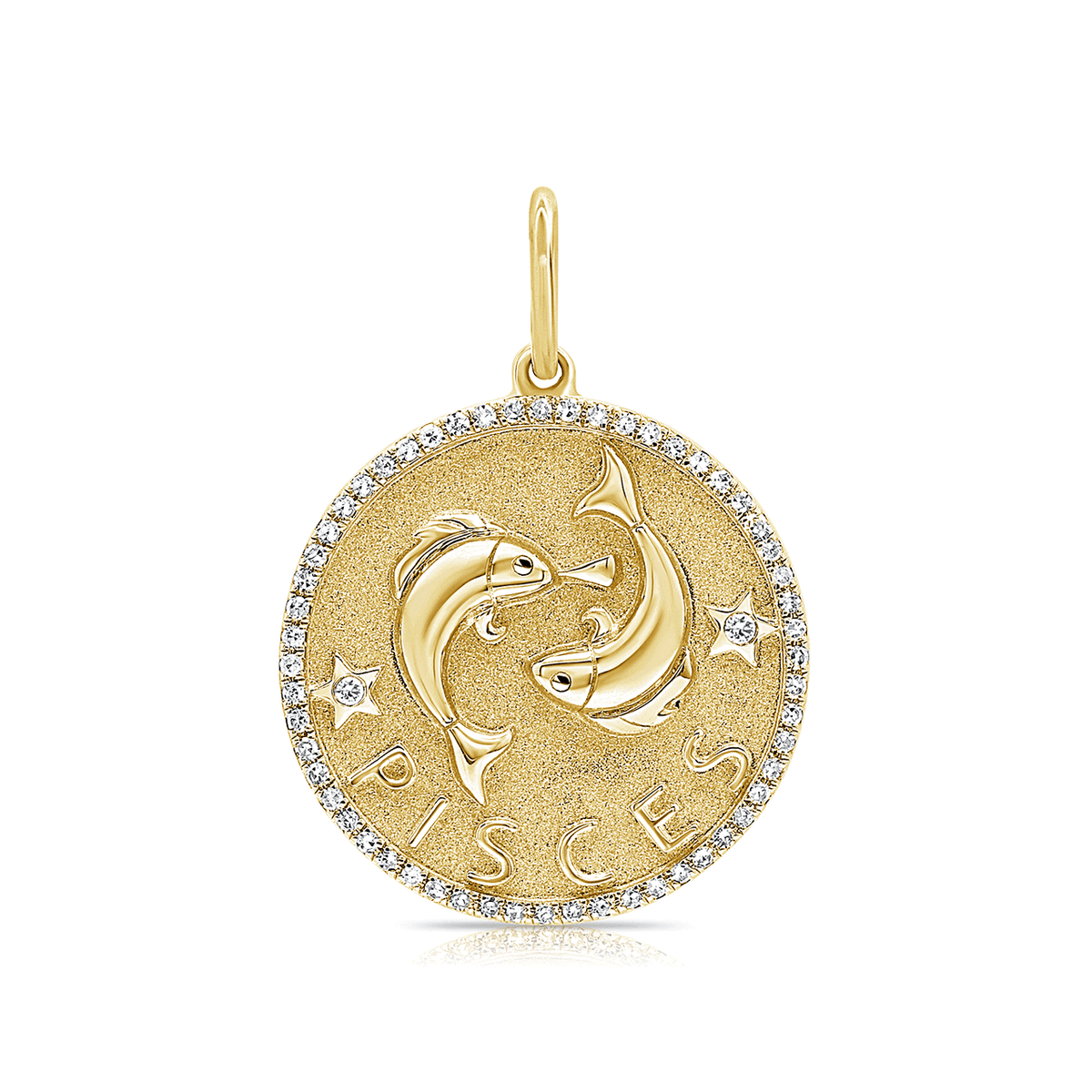 14k Yellow Gold Zodiac Pisces Diamond Charm