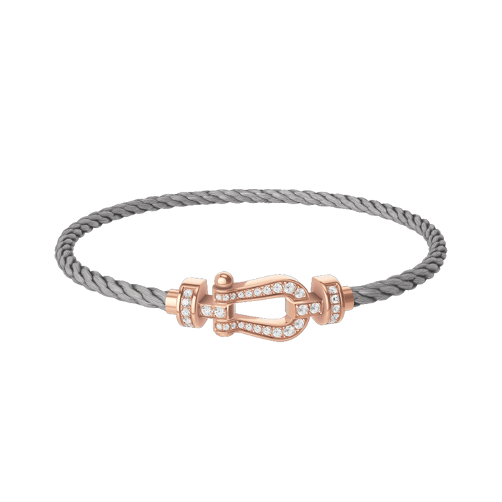 FRED Steel Cord Bracelet with 18k Rose Diamond MD Buckle, Exclusively at Hamilton Jewelers