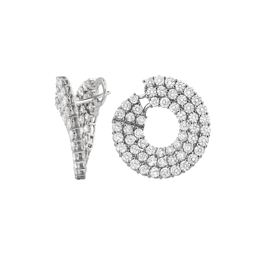 18k White Gold and 7.28 Total Weight Diamond Spiral Earrings
