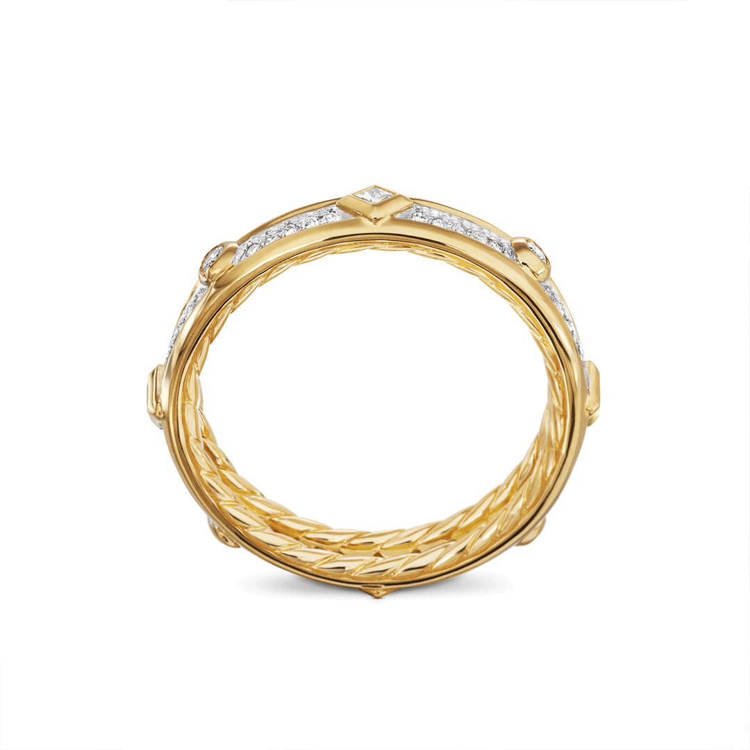 David Yurman Modern Renaissance® Band Ring 18K Yellow Gold with Diamonds, 4mm
