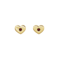 14k Yellow Gold and Garnet Heart Studs