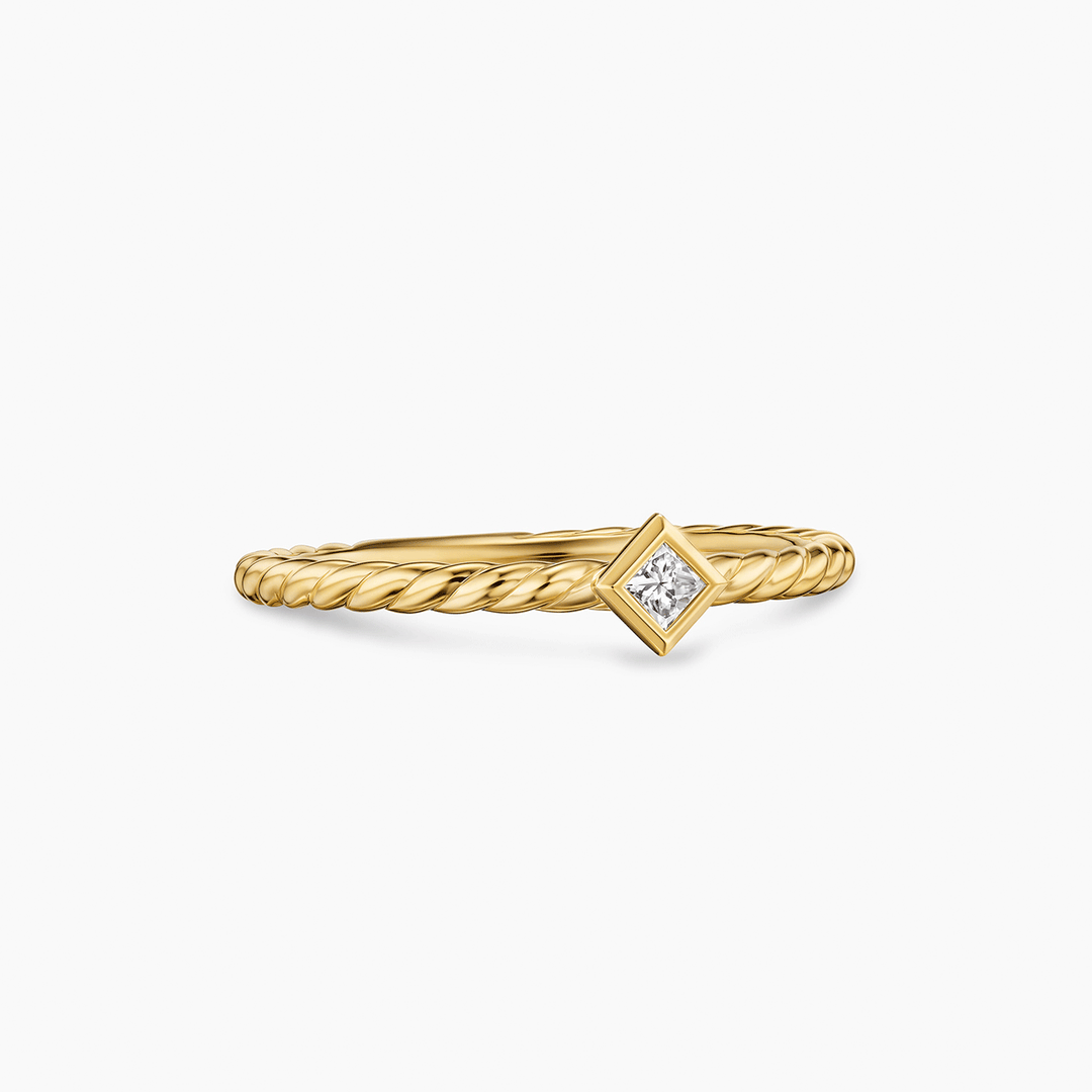 David Yurman Petite Modern Renaissance Stack Ring 18k Yellow Gold with Diamond, 4.9mm