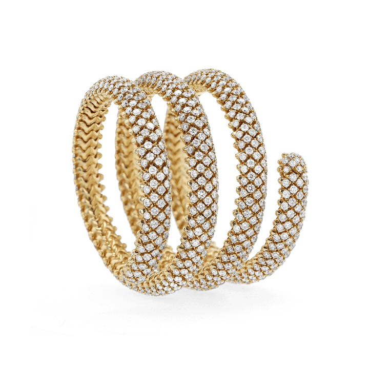 18k Yellow Gold and 30.00 Total Weight Diamond Coil Bracelet