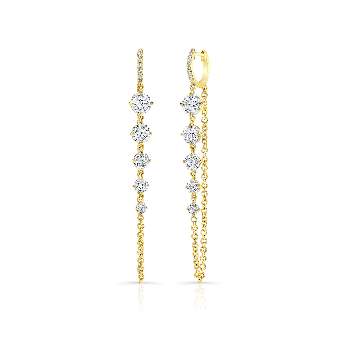 18k Yellow Gold and 2.13 Total Weight Drop Earrings