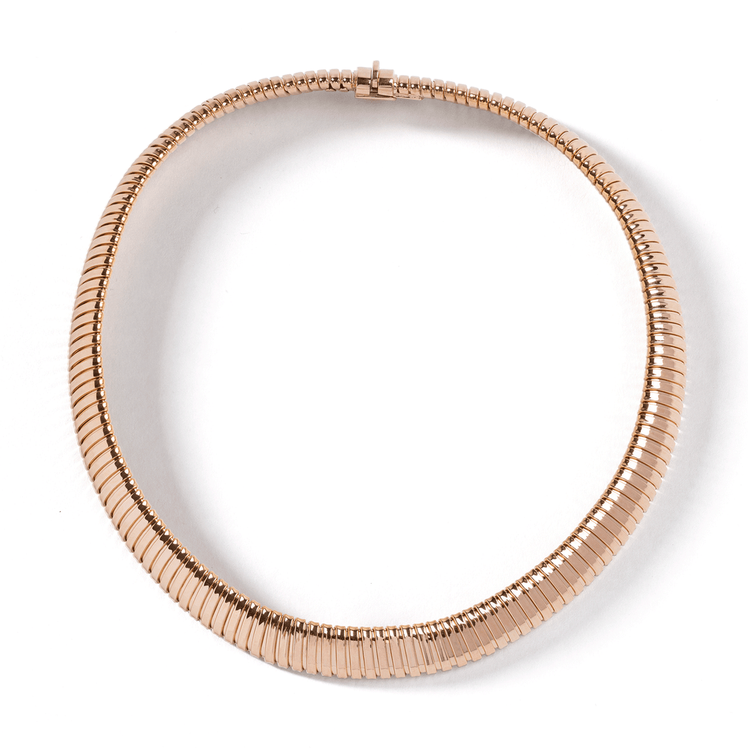 14k Rose Gold 12mm Woven Cobra Necklace