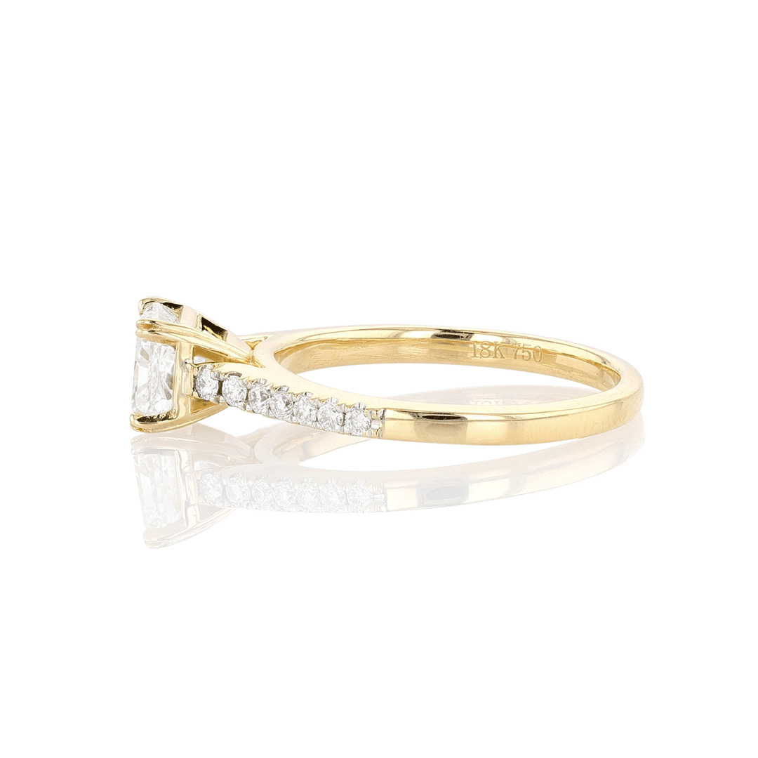 Hamilton Cherish 18k Yellow Gold and Princess Cut Diamond 1.00 Total Weight Engagement Ring
