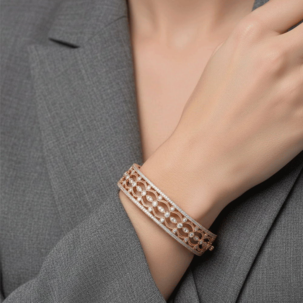Hamilton Heritage Collection 18k Rose Gold and Diamond 1.51 Total Weight Bangle Bracelet