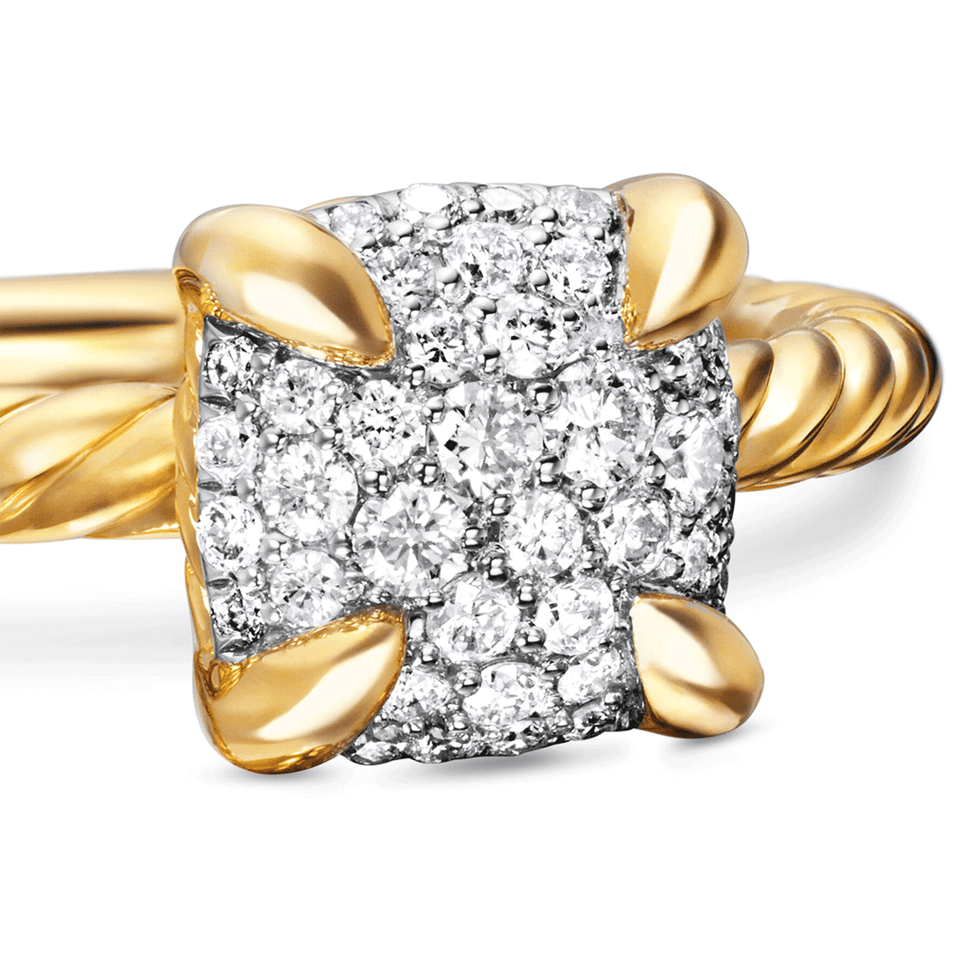David Yurman Petite Chatelaine® Ring 18K Yellow Gold with Pavé Diamonds, 7mm