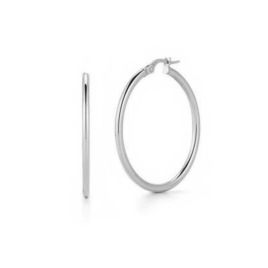 Roberto Coin Perfect 18k White Gold 35mm Hoop Earrings