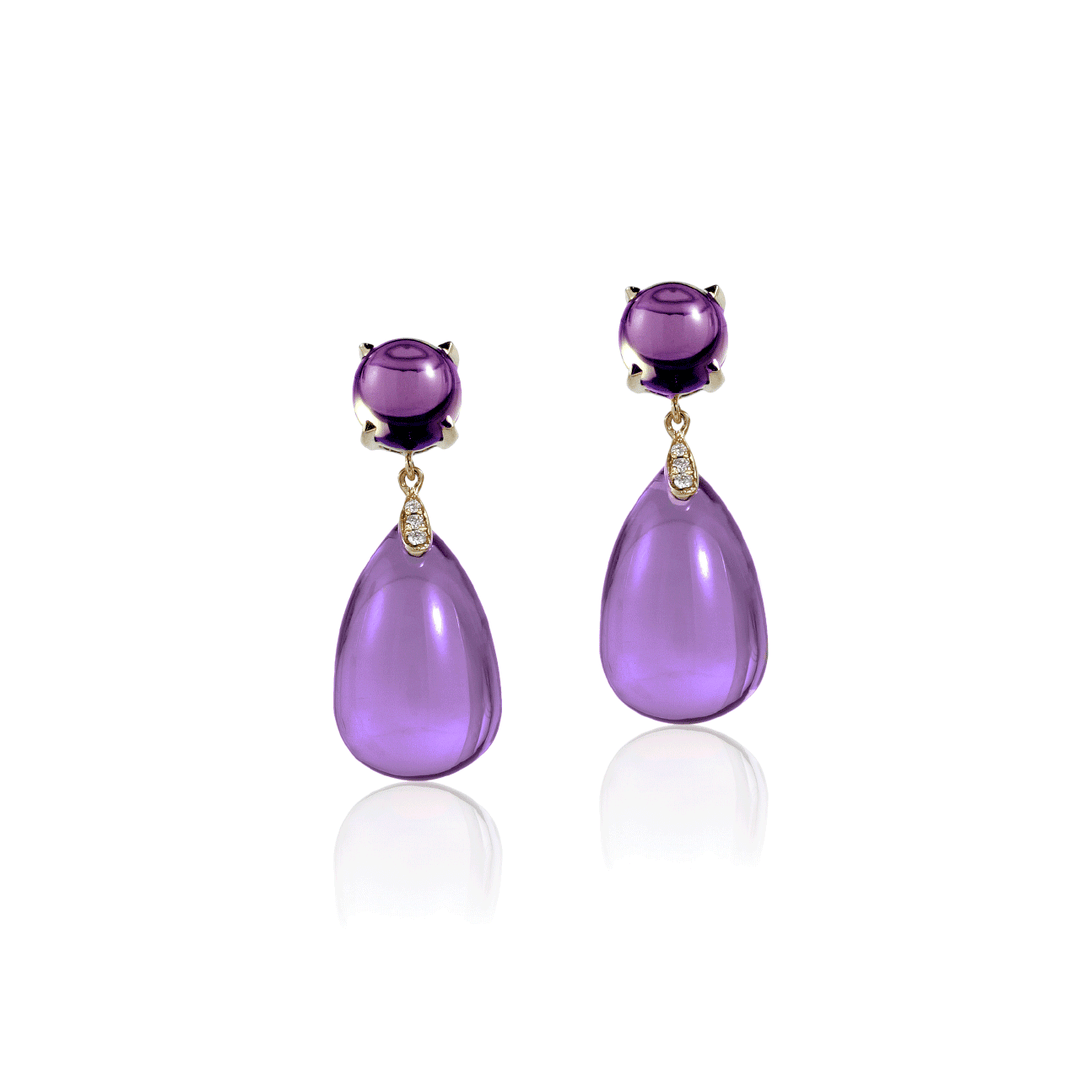 Goshwara Naughty 18k Yellow Gold and Amethyst Drop Earrings