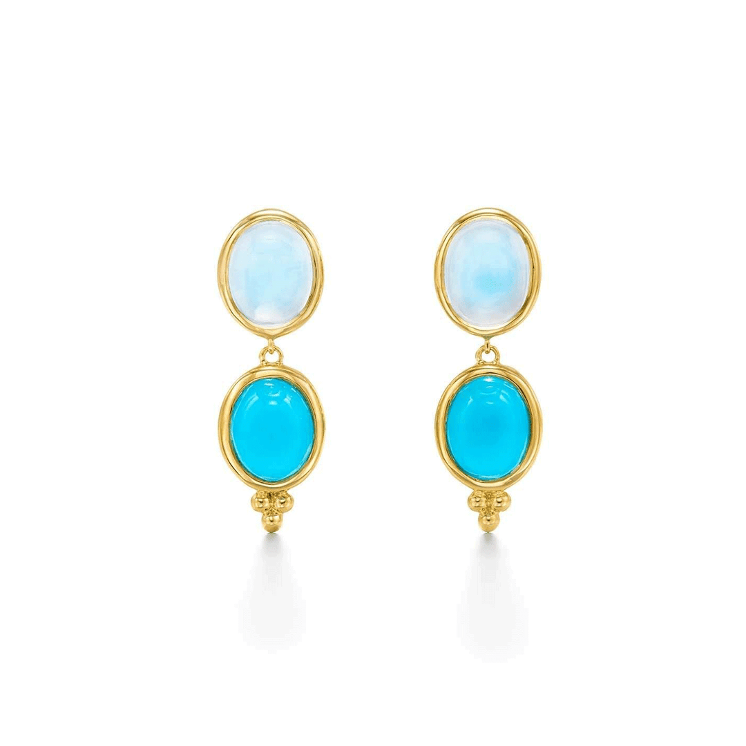 Temple St. Clair 18k Yellow Gold Blue Moon & Turquoise Drop Earrings