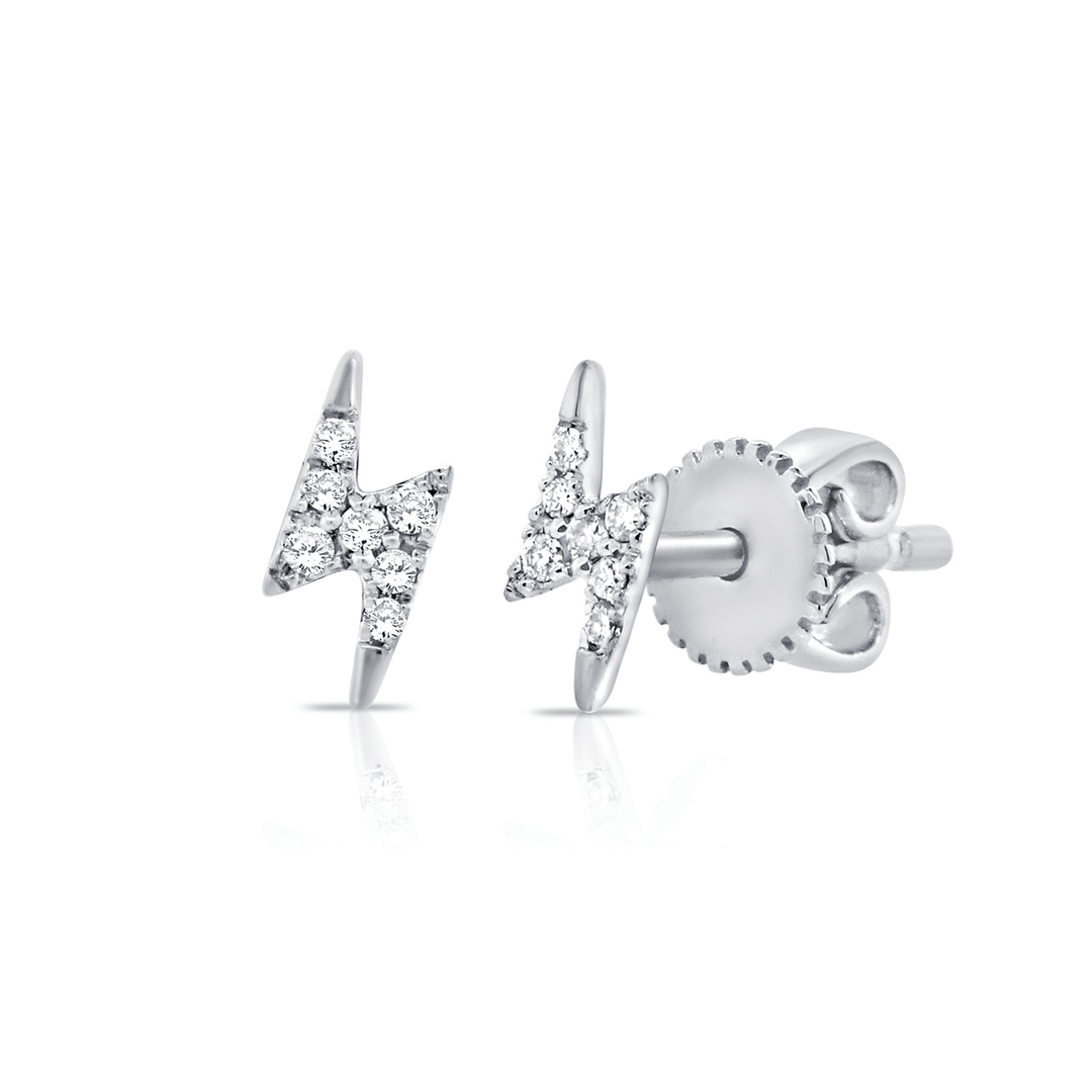 14k White Gold .04 Total Weight Diamond Bolt Studs