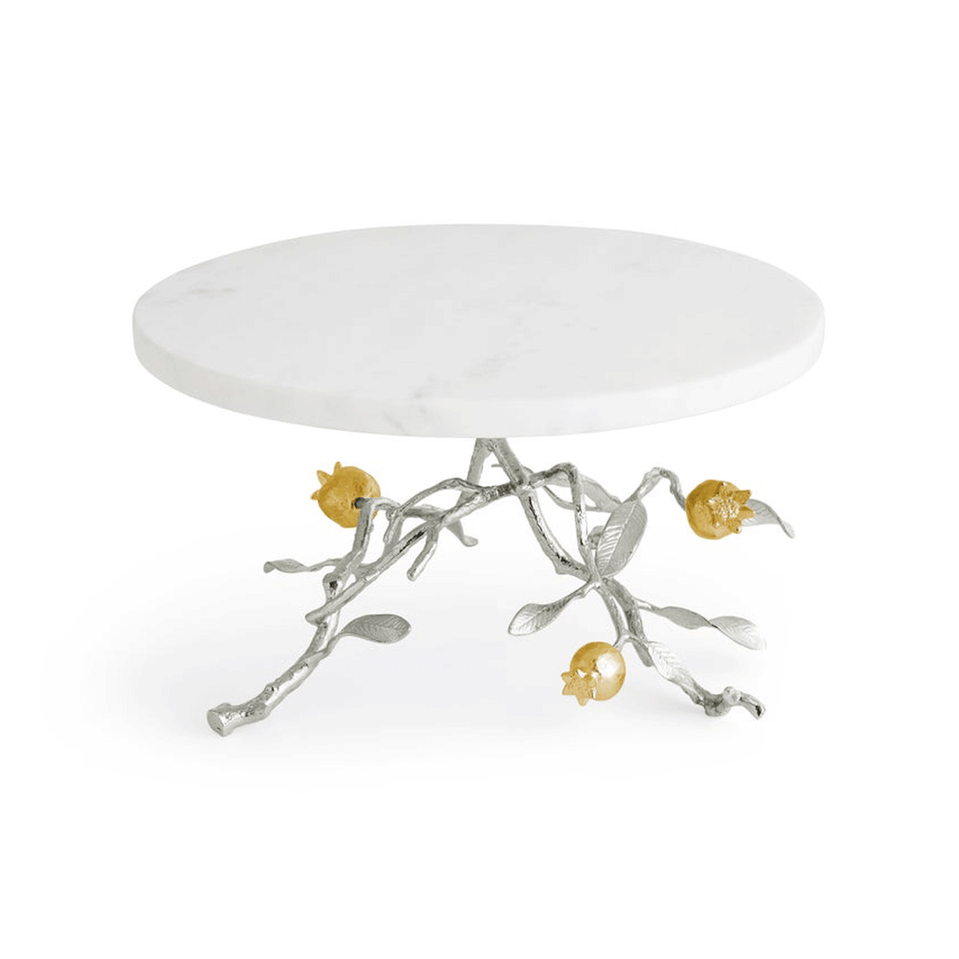 Michael Aram Pomegranate Silver & Gold Cake Stand