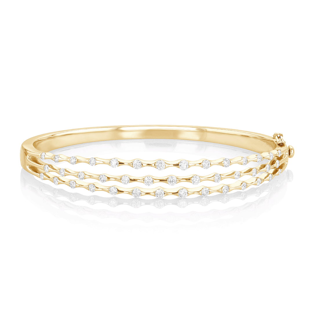 Hamilton Wave Collection 18k Yellow Gold Three Row Diamond Bracelet