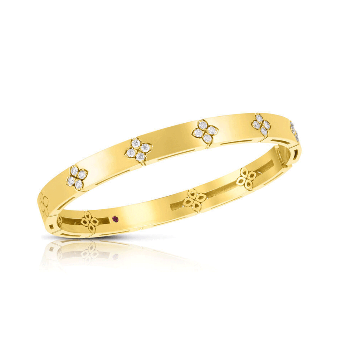 Roberto Coin Love In Verona 18k Yellow Gold Diamond Small Bangle